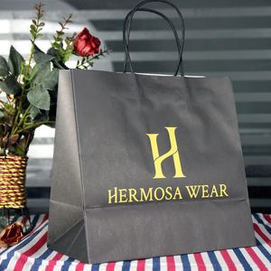 Bolsas de Papel Kraft con Asas, Impresas con Logotipo Personalizado, al por Mayor, Embalaje Ecológico para Tiendas de Ropa y Compras Minoristas - Product Image 5