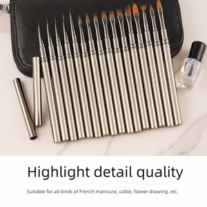 Ensemble de 16 pinceaux à ongles complets pour manucure, usage professionnel en salon, incluant des pinceaux en nylon pour gel - Bienvenue aux commandes ! - Product Image 4
