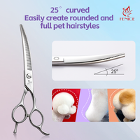Fenice 25 °   Ciseaux à épiler incurvés et moelleux pour animaux de compagnie avec double queue JP440C, cisailles de toilettage pour chiens pour une forme de fourrure ronde
