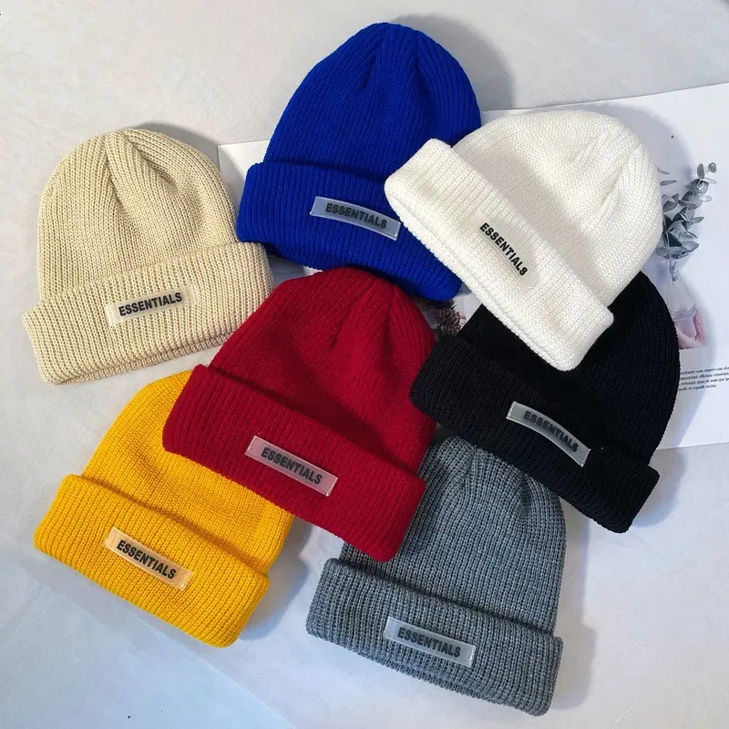 High Quality Custom Your Own Logo Solid Color Crochet Hip Hop Elastic Knit Beanie Winter Hats