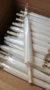 Parasol miniature personnalisé en papier blanc, parapluie de mariage à motif droit, commande manuelle, parapluie miniature en bois fait main - Product Image 5