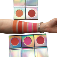Palette de fards à joues minéraux en gros, 5 couleurs, carrée, cosmétique, imperméable, fini mat naturel, longue tenue, haute pigmentation, maquillage en poudre