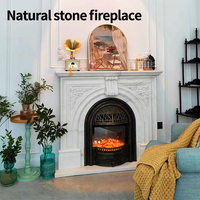 Encadrement de cheminée en marbre, manteau de cheminée, manteau de cheminée de luxe en marbre naturel sculpté à la main pour la décoration intérieure de villas et de maisons