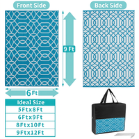 Tapis de camping en PP tissé OEM ODM pour camping-car, tapis réversible imperméable recyclé, tapis antidérapant pour patio, camping-car, extérieur, bleu vif