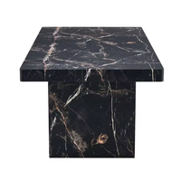 Table basse rectangulaire vintage en marbre noir personnalisée, meuble de salon, table à thé occasionnelle avec plateau central