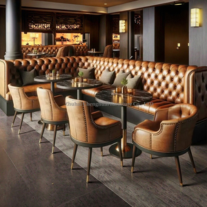 โซฟาหนังวินเทจสุดหรู ทนทานต่อการขีดข่วน เหมาะสำหรับร้านอาหาร บิสโทร และคาเฟ่ - Product Image 2