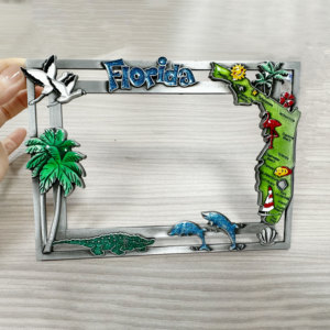 Tùy Chỉnh Bán Buôn Châu Âu 3D Cổ Điển Lưu Niệm Đài Loan Paris Fiorida Kim Loại Vuông Nhôm Từ Khung Ảnh Khung Ảnh - Product Image 1