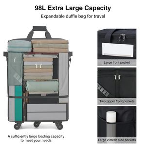 Bolsa de Viaje Plegable con Ruedas, Bolsa de Lona Enrollable, <span class=keywords><strong>Maleta</strong></span> Grande para Hombre y Mujer Sin Asa Telescópica - Product Image 3