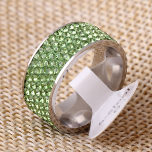 <b>Crystal</b> <b>Ring</b> Green 8mm Micro Insert Women's Everyday Wear Jewelry - Product Image 1