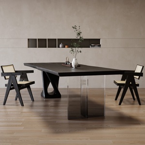Grand ensemble de chaises de table à manger en bois massif design simple avec grande <span class=keywords><strong>planche</strong></span> simple et table à thé en acrylique pour le salon - Product Image 3