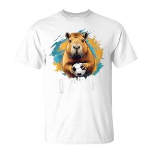 Camiseta de Fútbol con Capibara, Unisex para Adultos, Blanca, 100% Algodón - Product Image 1