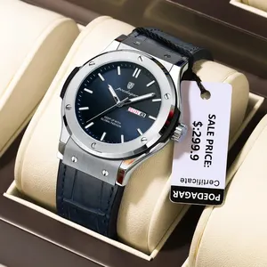 Poedagar 952 Relógio de quartzo masculino com pulseira de silicone de luxo à prova d'água Relógio com calendário luminoso para homens