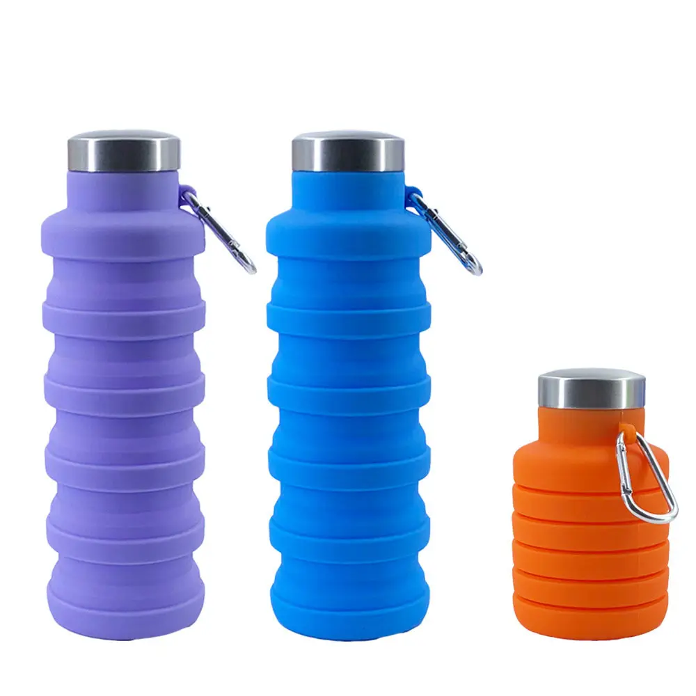 סיטונאי 500ML סיליקון מתקפל מים בקבוק מותג פרטי BPA משלוח סיליקון מתקפל למחנאות נסיעות