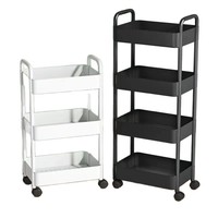 Étagère à roulettes en plastique sur pied à 5 niveaux, bibliothèque mobile, panier de rangement pour légumes de cuisine, organisateur de collations pour la maison et le salon