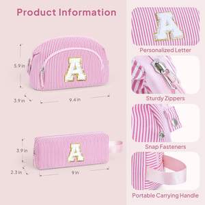 Bolsas de Maquillaje Iniciales para Mujeres y Adolescentes, Linda Bolsa de Maquillaje Rosa, Bolsa de Cosméticos Personalizada, Regalos Personalizados - Product Image 4
