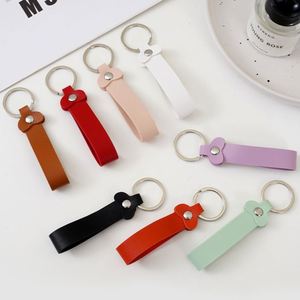 Faux Leather Keychain Creative Simple Metal <b>Key</b> <b>Ring</b> Multi-color Macaron Car Keyring Pendant - Product Image 4