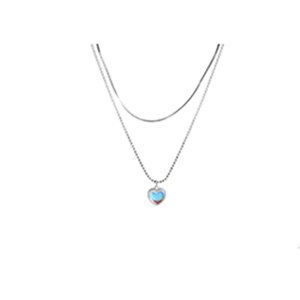 Moonstone Heart Pendant Double Layer Necklace For Women Simple Minimalist Clavicle Chain Gift Jewelry - Product Image 5