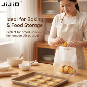 JIJID Handheld Window Cotton Paper Stand-up Zipper Bag Custom Food Packaging Pouch voor brood, snacks en cadeauverpakkingen - Product Image 6