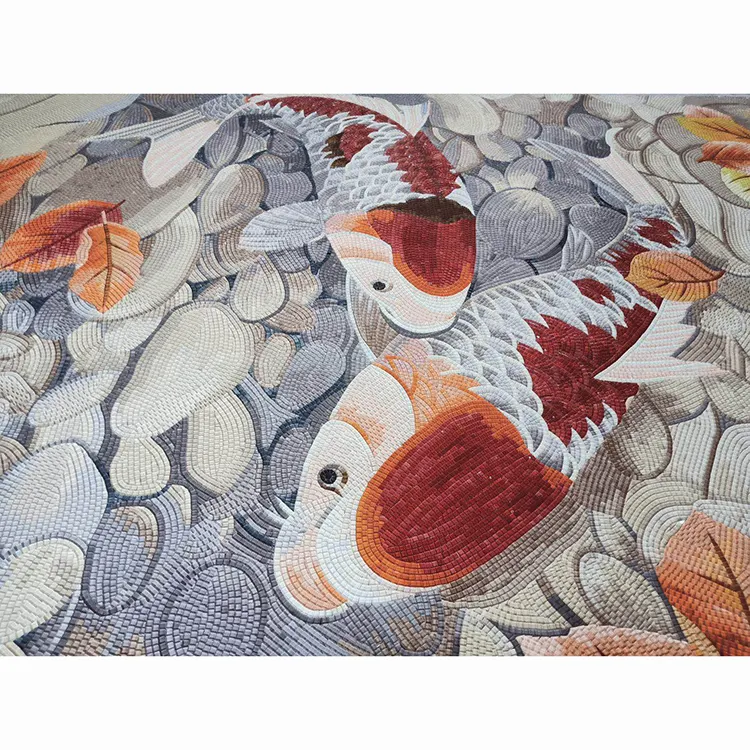 Handmade Della Parete di Piastrelle Carpa Mosaico di Vetro di Arte Della Parete Murales