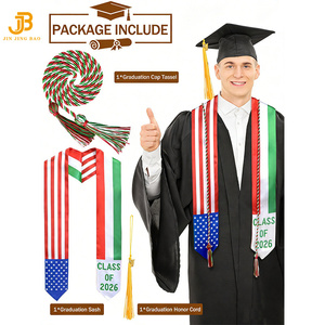 Estola y Cordones de Honor Personalizados con Nombre de Escuela y Diseño Impreso en Tela Satén para Graduación - Product Image 4