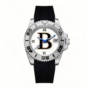 Reloj Mecánico de Cristal de Zafiro con Fecha Automática de 40 mm con Logotipo Personalizado OEM, Reloj Redondo Negro Resistente al Agua para Hombre con Correa de Silicona Analógica - Product Image 1
