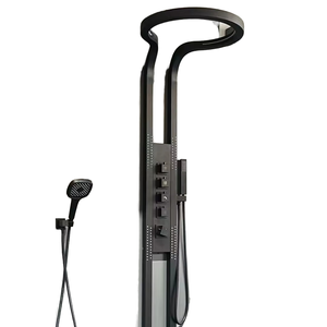 Juego de ducha negro mate frío y caliente montado en <span class=keywords><strong>la</strong></span> pared Grifo de ducha de baño <span class=keywords><strong>rotonda</strong></span> grande presurizado - Product Image 1