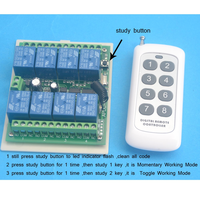 Télécommande sans fil 433Mhz DC 12V 8 CH RF