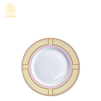 Service de table Renaissance jaune clair et or, design classique, assiettes en porcelaine fine pour cadeau de mariage et repas raffinés