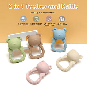 Mordedor de Silicona de Grado Alimenticio para Bebés, Juguete de Sonajero con Forma de Animal de Dibujos Animados, Libre de BPA, Juguete Musical Educativo Sensorial para Bebés de 0 a 24 <span class=keywords><strong>Meses</strong></span> - Product Image 1