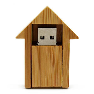 Regalos Creativos de Promoción de Agencias Inmobiliarias, Memoria USB de Bambú con Forma de Casa y Logotipo Impreso, Interfaz USB 2.0 y 3.0 - Product Image 2