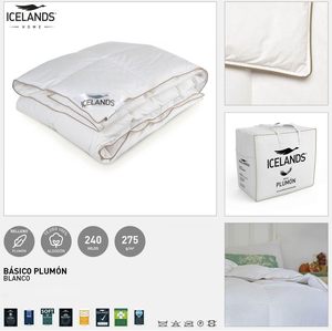 Edredón Nórdico Islandés Kimbatex Textile Home Shop, 92% <span class=keywords><strong>Plumón</strong></span> <span class=keywords><strong>de</strong></span> <span class=keywords><strong>Pato</strong></span>, 275g/m², Algodón, 240 Hilos, Doble Costura, Color Blanco Beige - Product Image 5