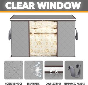 Boîte de rangement pour vêtements pliable rectangulaire 90L, 100% polyester, multifonctionnelle, moderne, légère, 5 kg, pour placard - Product Image 4