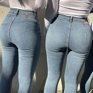 Pantalones vaqueros ajustados elásticos de cintura alta para mujer, Vaqueros transpirables para <span class=keywords><strong>Amazon</strong></span> AliExpress EBay Shopping - Product Image 2