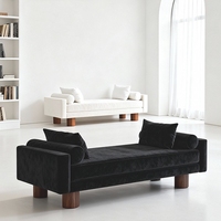 Tabouret de canapé moderne nordique STG en tissu avec pieds en bois massif, idéal pour hôtel, maison, vestiaire, salon, réception, chambre à coucher, chevet.