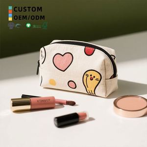 Reusable Small <b>Makeup</b> Bag Cloth Cosmetic <b>Case</b> Travel Organizer Cotton Toiletry Pouch Washable Eco Beauty Bag With Logo - Product Image 1