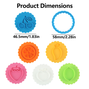 Emporte-pièces 3D circulaires festonnés pour biscuits sandwich, avec motifs <span class=keywords><strong>de</strong></span> fruits fourrés (pêche, mangue, citron, cerise, orange, fraise) - Product Image 2