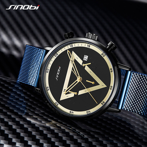 Reloj de Pulsera de Cuarzo Multifunción para Hombre, Diseño Creativo con Esfera Triangular Invertida, Segundero Pequeño, Correa de Malla de Acero - Product Image 2