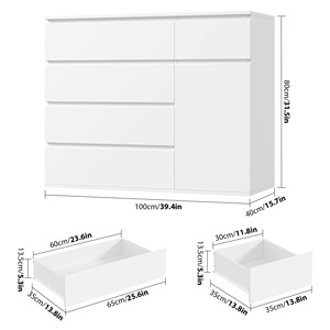 <span class=keywords><strong>Commode</strong></span> moderne <span class=keywords><strong>blanche</strong></span> multifonctionnelle à compartiments avec 5 tiroirs et 1 porte, MOQ <span class=keywords><strong>100</strong></span> - Product Image 5