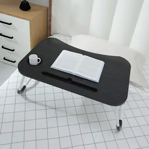 Table de lecture en bois pour ordinateur portable, multifonctionnel et pliable, pour le lit, avec porte-gobelet, support pour lecture, portable