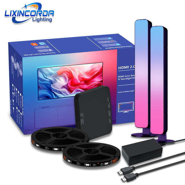Dynamic Ambient LED Light Strings TV Backlight Kit 4000K APP Control Wi-Fi Enabled Dimmable Smart Home Integration