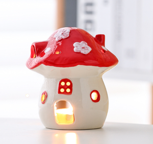 Porte-<span class=keywords><strong>bougie</strong></span> chauffe-<span class=keywords><strong>cire</strong></span> en céramique cylindrique en forme <span class=keywords><strong>de</strong></span> maison mignonne, porte-<span class=keywords><strong>bougie</strong></span> votif, brûleur d'huiles essentielles, fait main - Product Image 1