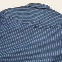 Kemeja Denim Kasual Bergaris Ramah Lingkungan 100% Katun Model Western 2-Saku Regular Fit Grosir