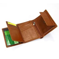 BEARKY Produk Baru Grosir Dompet Kartu Kredit Kulit Coklat Vintage dengan Ritsleting, Unisex, Mewah, Cetak Kustom