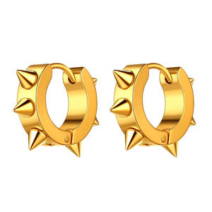 Pendientes con clip, diseño de púas, tono dorado, acero de titanio, joyería de moda para mujeres y hombres, estilo punk - Product Image 1