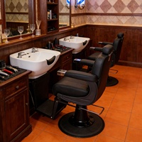 Fauteuil de barbier inclinable vintage en PVC effet huile pour hommes, avec appui-tête réglable, spécialement conçu pour les coupes de cheveux, les rasages et les salons de coiffure