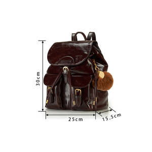 ZENOS Genuine Leather Large Capacity Retro Backpack Soft Leather Fashionable Backpack College Style Travel Shoulder Bag - Product Image 5