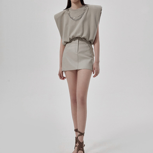 Falda Corta de Piel de Oveja Auténtica con Diseño de Cintura Alta Personalizada 2316, <span class=keywords><strong>Minifalda</strong></span> de <span class=keywords><strong>Cuero</strong></span> Genuino - Product Image 3