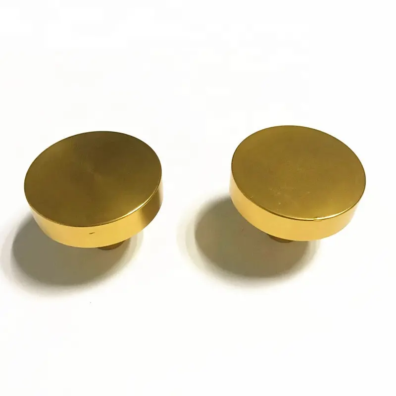 small round gold shiny kitchen cabinet door brush brass knob