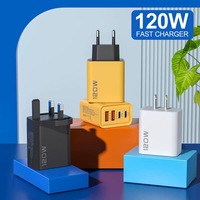 Cargador USB Tipo C de 120W con 4 Puertos y Enchufe EU/US/UK, Carga Rápida para Celulares Samsung/Xiaomi/Huawei