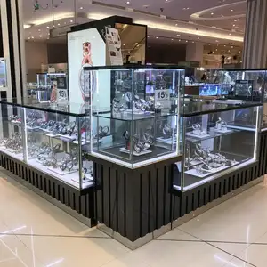 Kustom Modern toko arloji ritel tampilan harga pabrik kayu kelas atas konter kaca Stan etalase lemari pajangan jam tangan